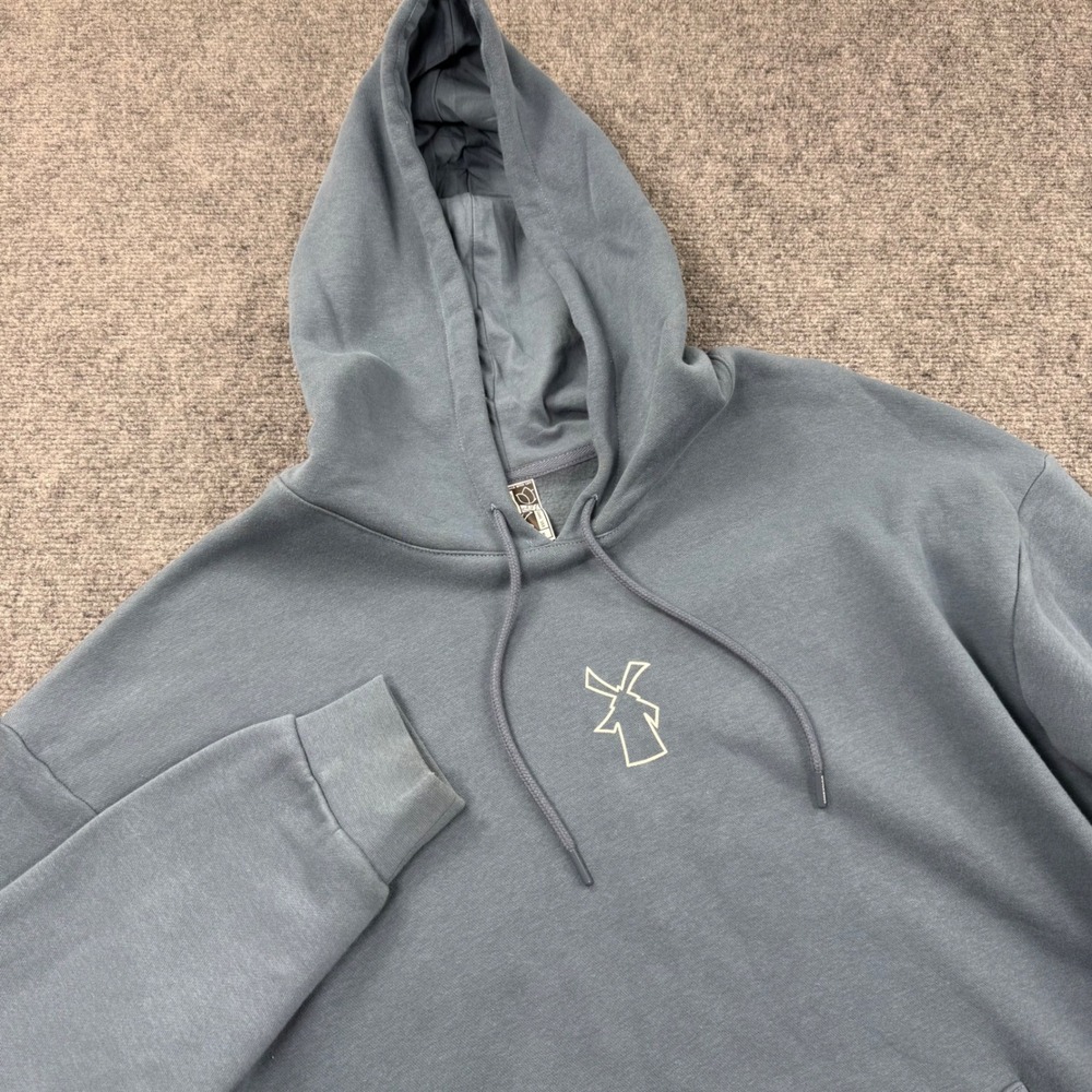 Dutch Bros Coffee Regulars Club Hoodie Large Blue Gray Graphic Pullover Men's